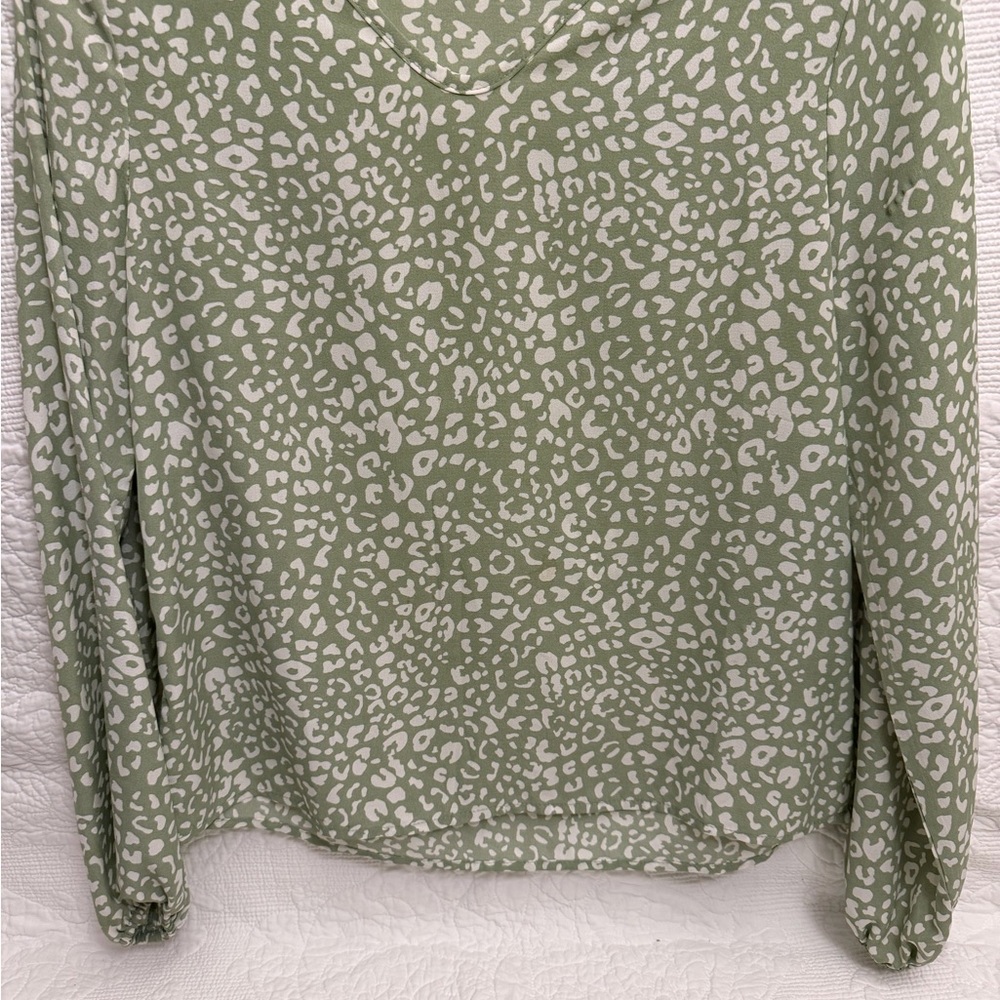 SHEIN Olive Leopard Print Long Sleeve Top